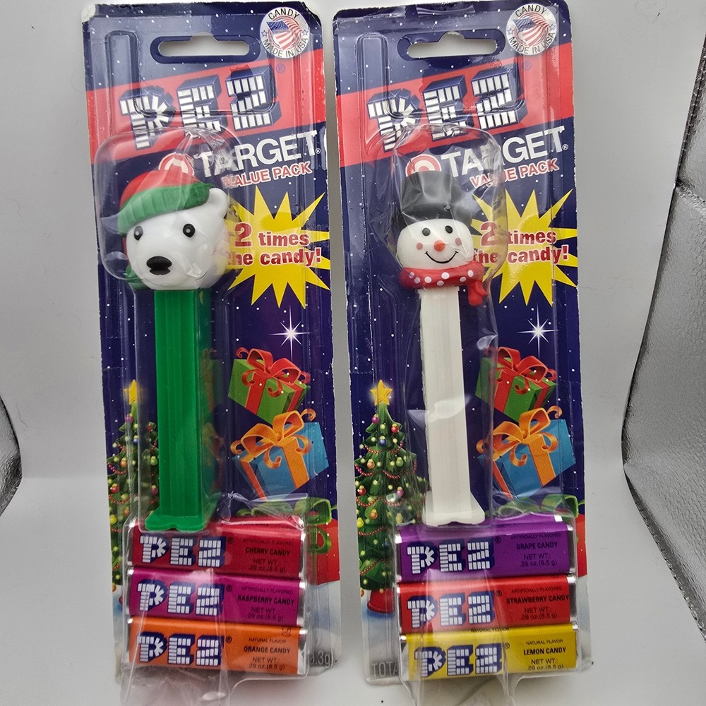 2011 PEZ Target Value Pack Christmas Polar Bear and Snowman Candy Dispensers 2pk